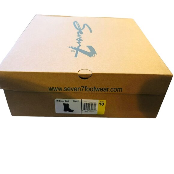 Seven7 Black Boots Mr. Zipper Brass Side Zip Lace-up Faux Leather Size 10 JJ3363 - Picture 6 of 11